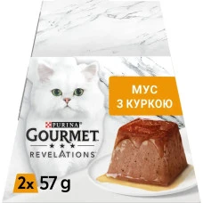 Влажный корм для котов Gourmet Revelations Мусс с курицей и соусом полнорационный 2 x 57 г 12619520