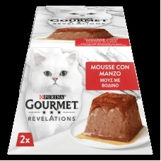Влажный корм для котов Gourmet Revelations Мусс с говядиной и соусом полнорационный 2 шт х 57 г 12619499