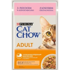 Влажный корм для котов Cat Chow Adult с лососем и зеленой фасолью 85 г 12527714
