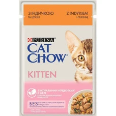 Влажный корм для котят Cat Chow Kitten с индейкой и цукини 85 г 12527720