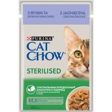Влажный корм для стерилизованных котов Cat Chow Sterilised с ягненком и зеленой фасолью 85 г 12527609