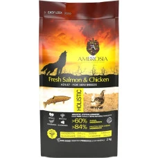 Сухий корм для дорослих собак малих порід Ambrosia Grain Free Adult Chicken & Fresh Salmon з свіжою куркою та лососем 2 кг 1305596
