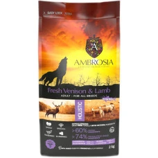 Сухий корм для дорослих собак усіх порід Ambrosia Grain Free Dog Adult Fresh Venison & Lamb з свіжою олениною та ягням 2 кг 865494