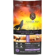 Сухий корм для дорослих собак усіх порід Ambrosia Grain Free Dog Adult Fresh Venison & Lamb з свіжою олениною та ягням 12 кг 865495