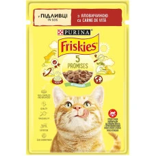 Влажный корм для взрослых котов Friskies с говядиной в подливке 85 г 12554757