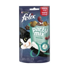 Лакомство для котов Felix Party Mix Seaside со вкусом лосося, форели и минтая 60 г 12487916