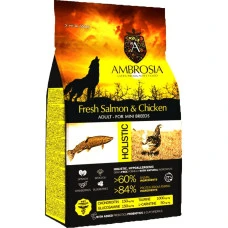 Сухий корм для дорослих собак малих порід Ambrosia Grain Free Adult Chicken & Fresh Salmon з свіжою куркою та лососем 6 кг 1305597