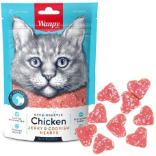 Лакомство для котов Wanpy Chicken Jerky Codfich Hearts сердечки с курицей и треской 80 г