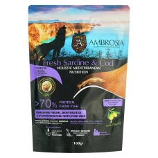 Сухий корм для дорослих собак Ambrosia Mediterranean Dog Adult Fresh Sardine & Cod з свіжою сардиною та тріскою 100 г 1305632