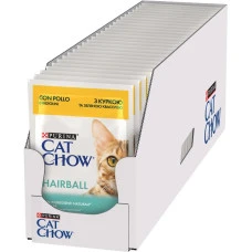 Влажный корм для котов Cat Chow Hairball шерстевыводящий с курицей и зеленой фасолью 85 г x 26 12527604