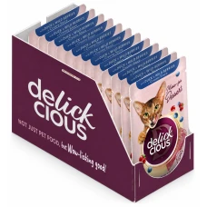Влажный корм для котов Delickcious кусочки с уткой и лесными ягодами в сливочном соусе 80 г x 12 D6251502