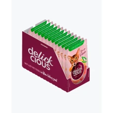 Влажный корм для котов Delickcious кусочки с ягненком, куриным филе и фасолью в желе 85 г x 12 B5410301