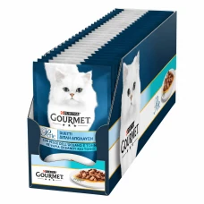 Влажный корм для котов Gourmet Perle Duo с океанической рыбой и тунцем в соусе 85 г x 26 12581697