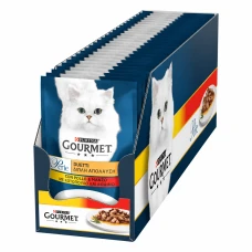 Влажный корм для котов Gourmet Perle Duo с курицей и говядиной в соусе 85 г x 26 12581725