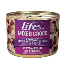 Вологий корм для собак LifeDog Mixer Crocc Petto di Pollo Fegatini куряча грудка та печінка 150 гр 24012
