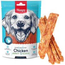 Лакомство для собак Wanpy Chicken Jerky Steaks вяленое куриное филе полосками 100 г CA-03H