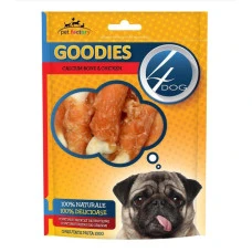 Лакомство для собак 4Dog GOODIES кости с кальцием и курицей 100г 207828