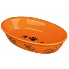 Миска для котов Trixie Ceramic Bowl керамическая оранжевая рыбки 10x15 см 200 мл TX-24495