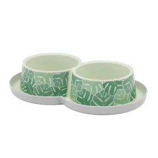 Миска для собак и котов Moderna Trendy Dinner Eden двойная пластиковая зеленая 27x16.5x6 см 2х350 мл H136379CA