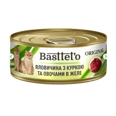 Влажный корм для котов Basttet`o Original говядина с курицей и овощами в желе 85 г