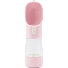 Дорожная поилка-кормушка для собак Pet Water Cup 2 в 1 розовая Ø 7.4x26 см 350 мл 6782