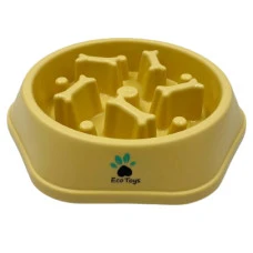 Миска для медленного кормления для собак EcoToys пластиковая желтая 23.5х4.5 см 6876