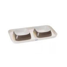 Миски на подставке для собак и котов Ferplast Glam Tray Small серые 40x23x5.5 см 2x400 мл 71908521