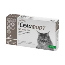 Капли против внешних и внутренних паразитов для котов KRKA Selafort от 7.6 до 10 кг 36934