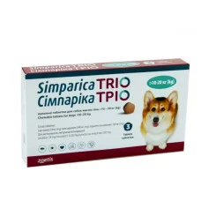 Таблетка против внешних и внутренних паразитов для собак Zoetis Simparica TRIO от 10 до 20 кг ЦЕНА ЗА 1 ШТ 10024337