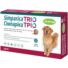 Таблетка против внешних и внутренних паразитов для собак Zoetis Simparica TRIO от 20 до 40 кг ЦЕНА ЗА 1 ШТ 10024338