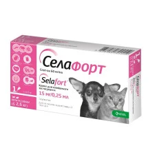Капли против внешних и внутренних паразитов для собак и котов KRKA Selafort до 2.5 кг 4559