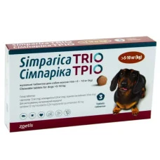 Таблетка против внешних и внутренних паразитов для собак Zoetis Simparica TRIO от 5 до 10 кг ЦЕНА ЗА 1 ШТ 10024332