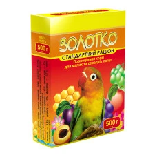 Корм для малих та середніх папуг Золотко Стандартний раціон 500 г К-3844