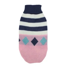 Светр для собак та котів EcoToys Stripe XXL рожевий біло-синя смужка A: 40 см B: 34 см C: 20 см 6915