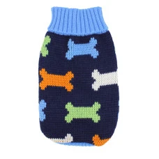 Светр для собак та котів EcoToys Bones XXL синій з кісточками A: 36 см B: 34 см C: 22 см 6984