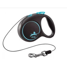 Поводок-рулетка для собак Flexi Black Design XS до 8 кг голубая трос 3 м 033234