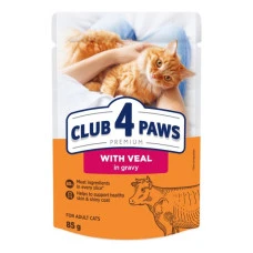 Влажный корм для котов Club 4 Paws телятина в соусе 85 г B5620501