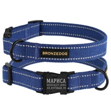 Ошейник для собак BronzeDog Сotton брезентовый синий 2х25-33 см 46/1502Б/T 
