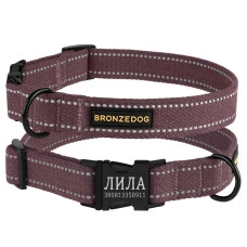 Ошейник для собак BronzeDog Сotton светоотражающий брезент черри 2.5х30-39 см 48/1503Б/T