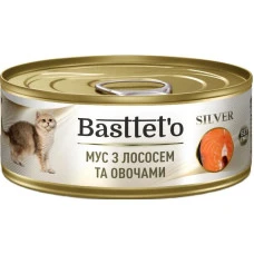 Влажный корм для котов Basttet`o Silver мус с лососем и овощами 85 г 4820185492553