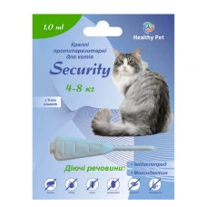Краплі проти зовнішніх та внутрішніх паразитів для котів Healthy Pet Security від 4 до 8 кг 109098