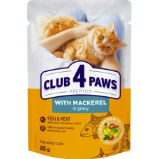 Влажный корм для котов Club 4 Paws макрель в соусе 85 г B5620401