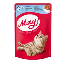 Влажный корм для котов Мяу рыбное ассорти в соусе 85 г B2240201