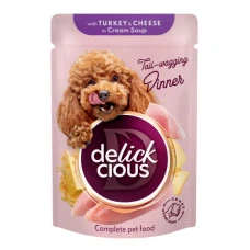 Влажный корм для собак Delickcious с индейкой и сыром в крем-супе 85 г D6211401