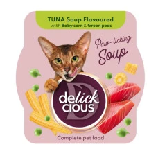 Суп для котов Delickcious с тунцом, кукурузой и зеленым горошком 80 г D6251304