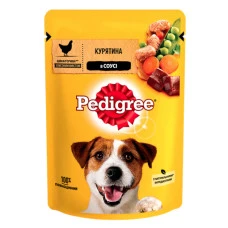 Влажный корм для собак Pedigree с курицей и овощами в соусе 100 г 167238