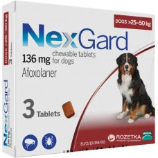 Таблетка против внешних паразитов для собак NexGard от 25 до 50 кг ЦЕНА ЗА 1 ШТ 157582