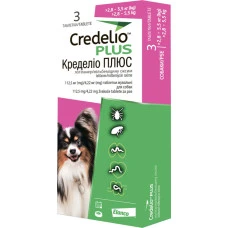 Таблетка против внешних и внутренних паразитов для собак Elanco Credelio Plus от 2.8 до 5.5 кг ЦЕНА ЗА 1 ШТ
