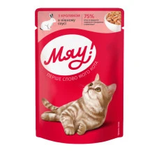 Влажный корм для котов Мяу кролик в соусе 85 г B2240501