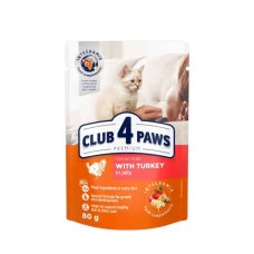 Влажный корм для котят Club 4 Paws с индейкой в желе 85 г B5611211